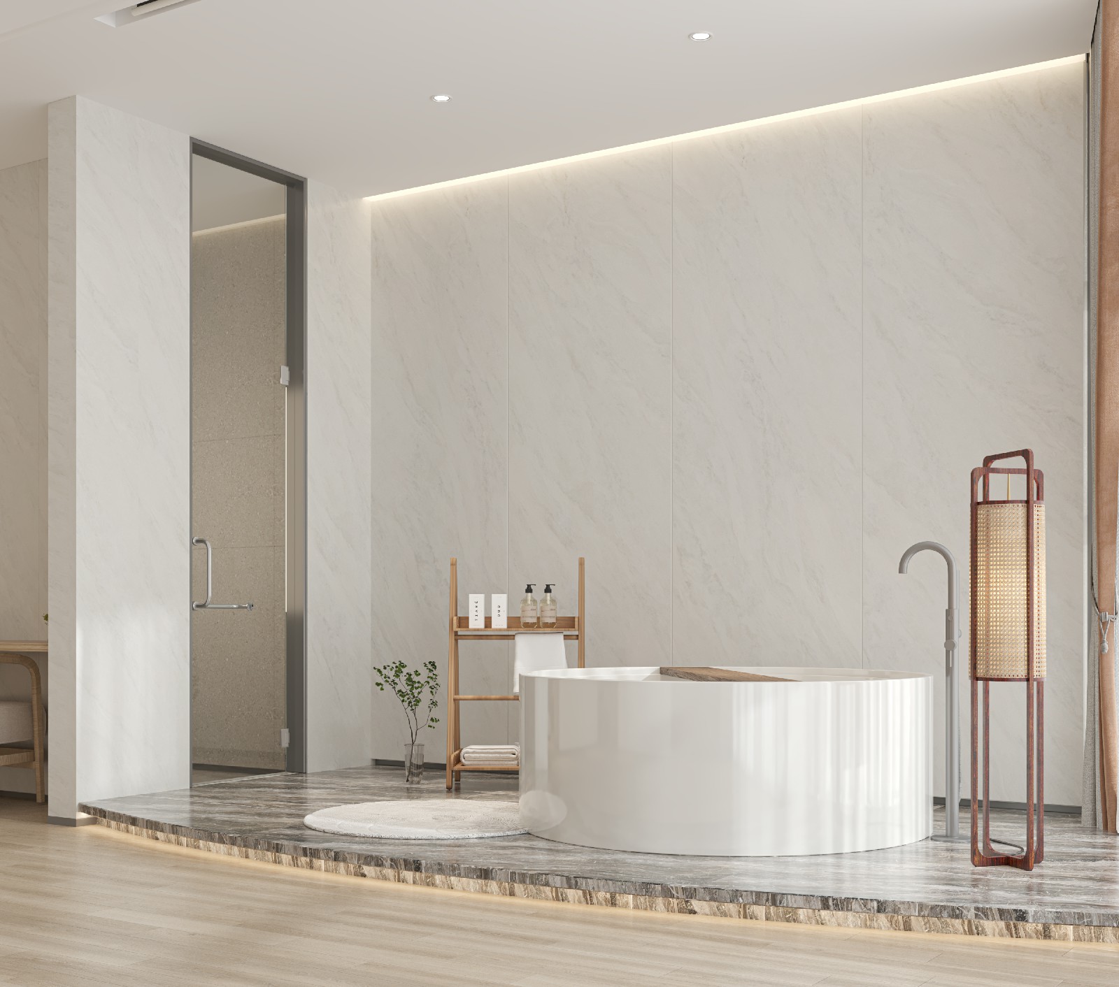 9P926206A-雪絨白-4面混鋪_波_浴室護(hù)墻板