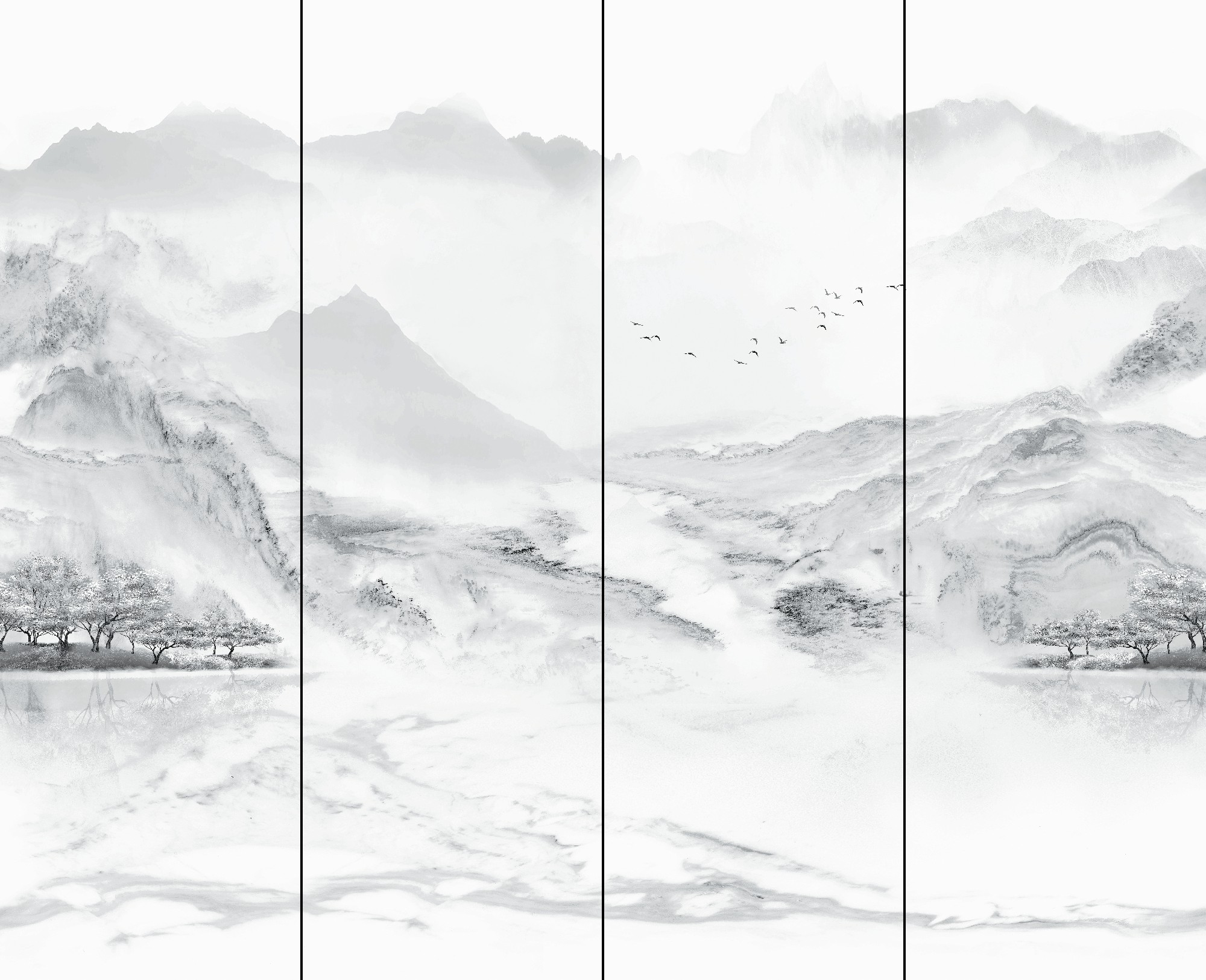 9S826F03A-1-2-3-4_水墨丹青_4面_左右無限連紋