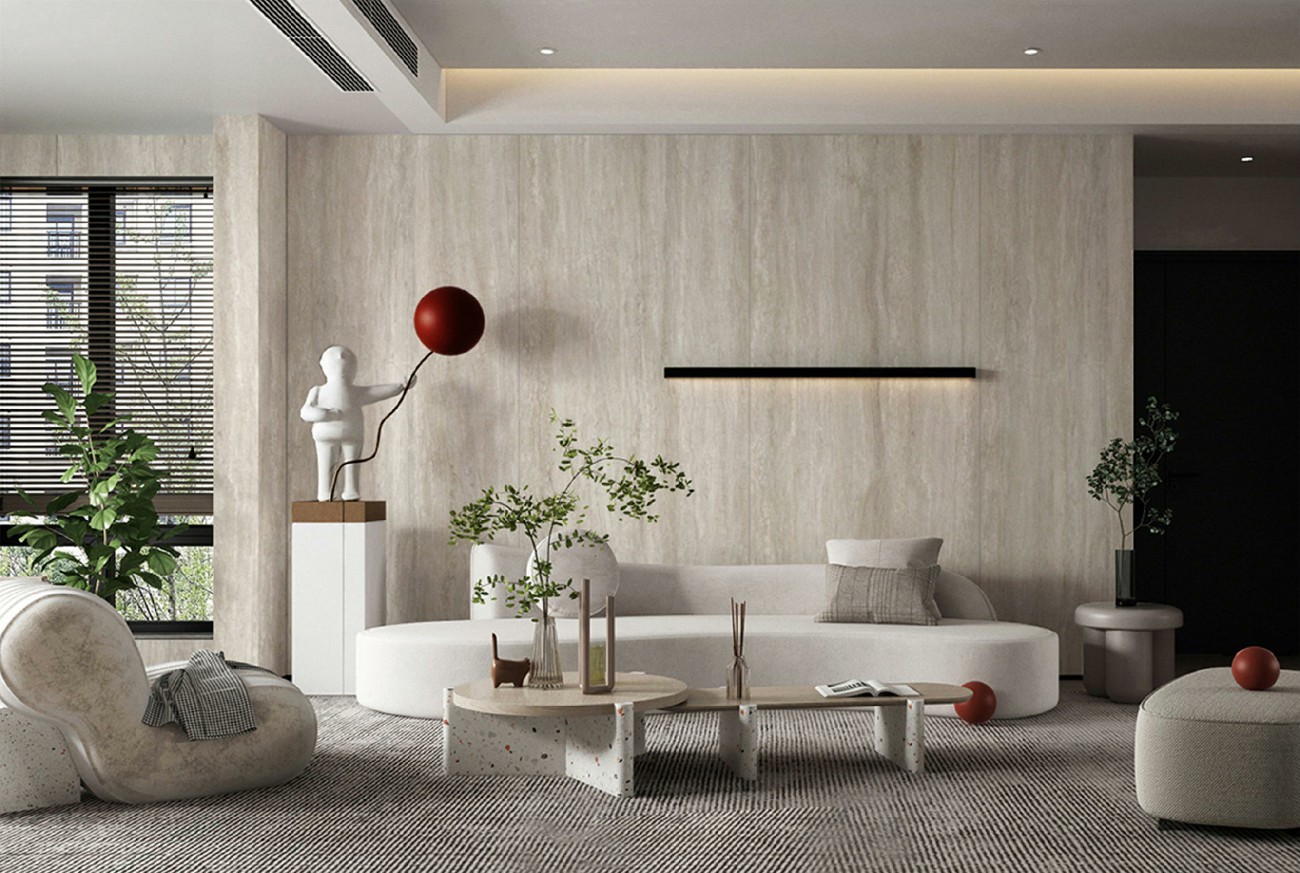 9M918507A-羅馬洞石-米白-4面混鋪效