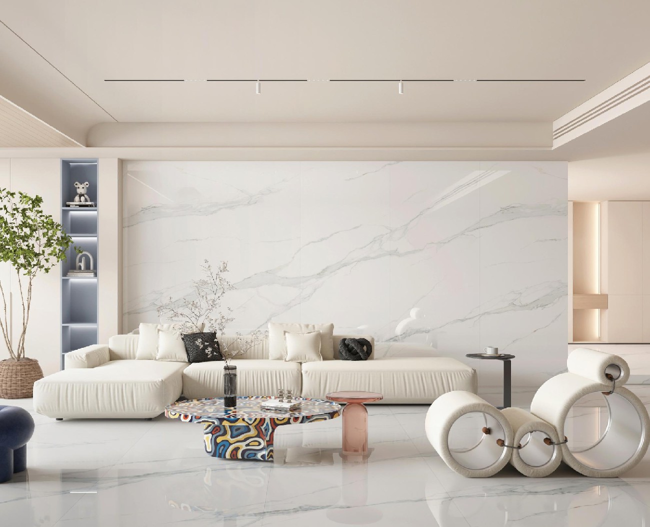 9S927LT001A-1-2-3-4_阿爾卑斯白-4面左右無限連紋-效果圖