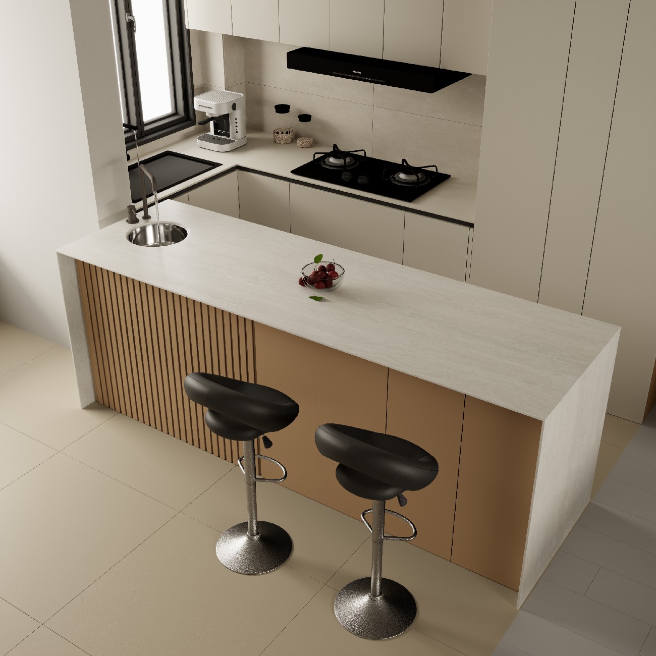 9RG927-504羅馬洞石-米白-3面混鋪-效果圖