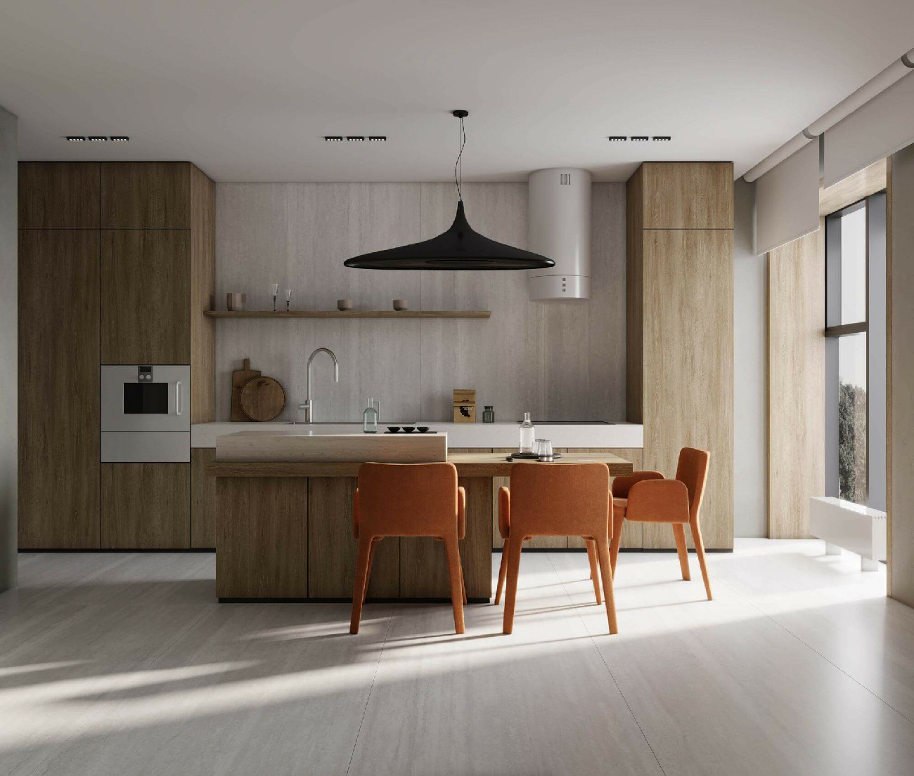 9RG927-506羅馬洞石-米灰-3面混鋪-效果圖