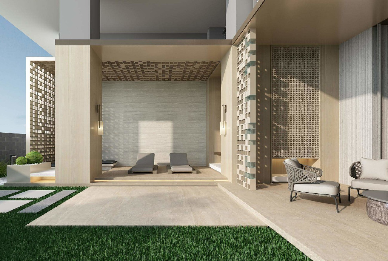 9YG1227-116-蒂沃利米黃洞石（橫紋）-2面混鋪-效果圖