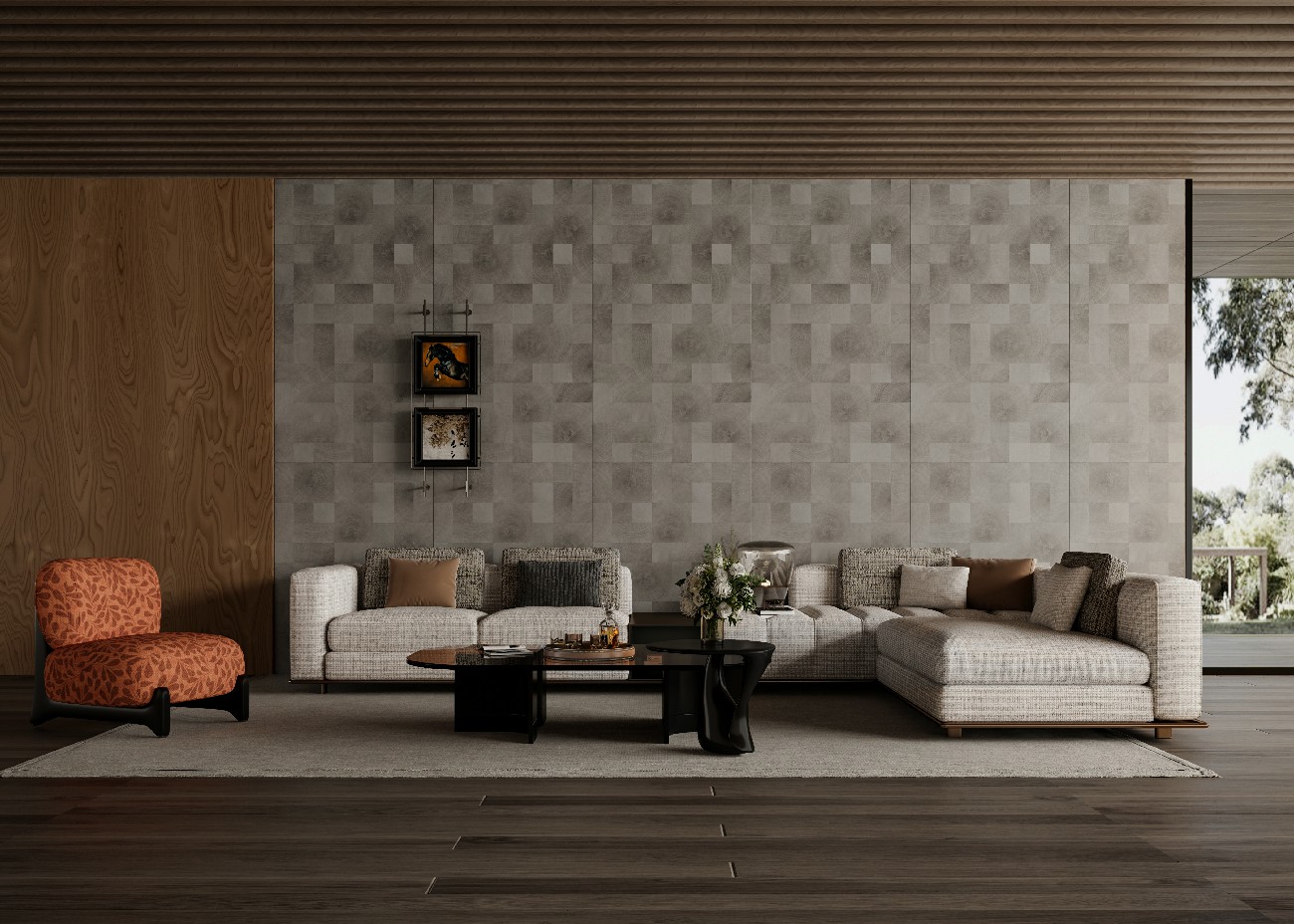 169C橡木年輪-淺灰色-1面混鋪-Lukas